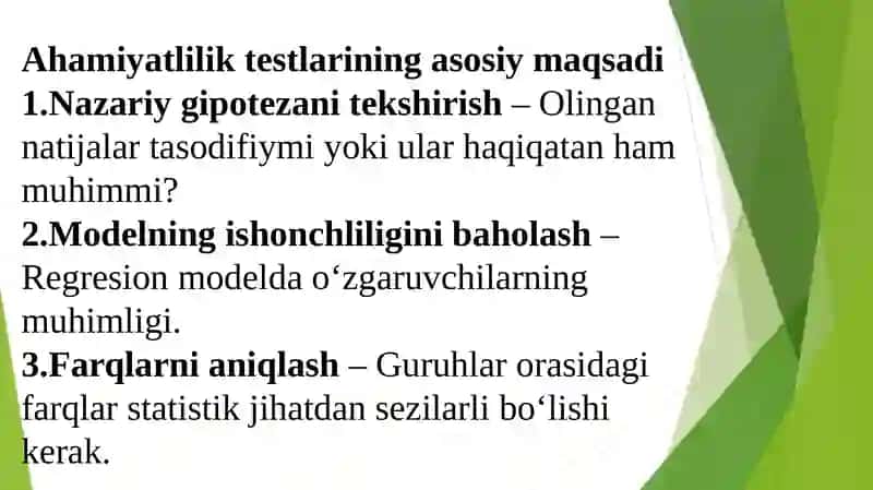 AHAMIYATLILIK TESTLARI 3