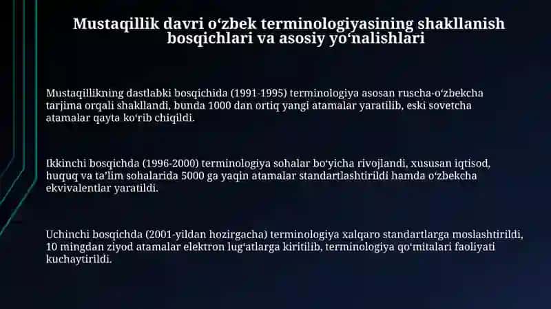 Mustaqillik davri o'zbek tarminologiyasi va leksikografiyasi 3