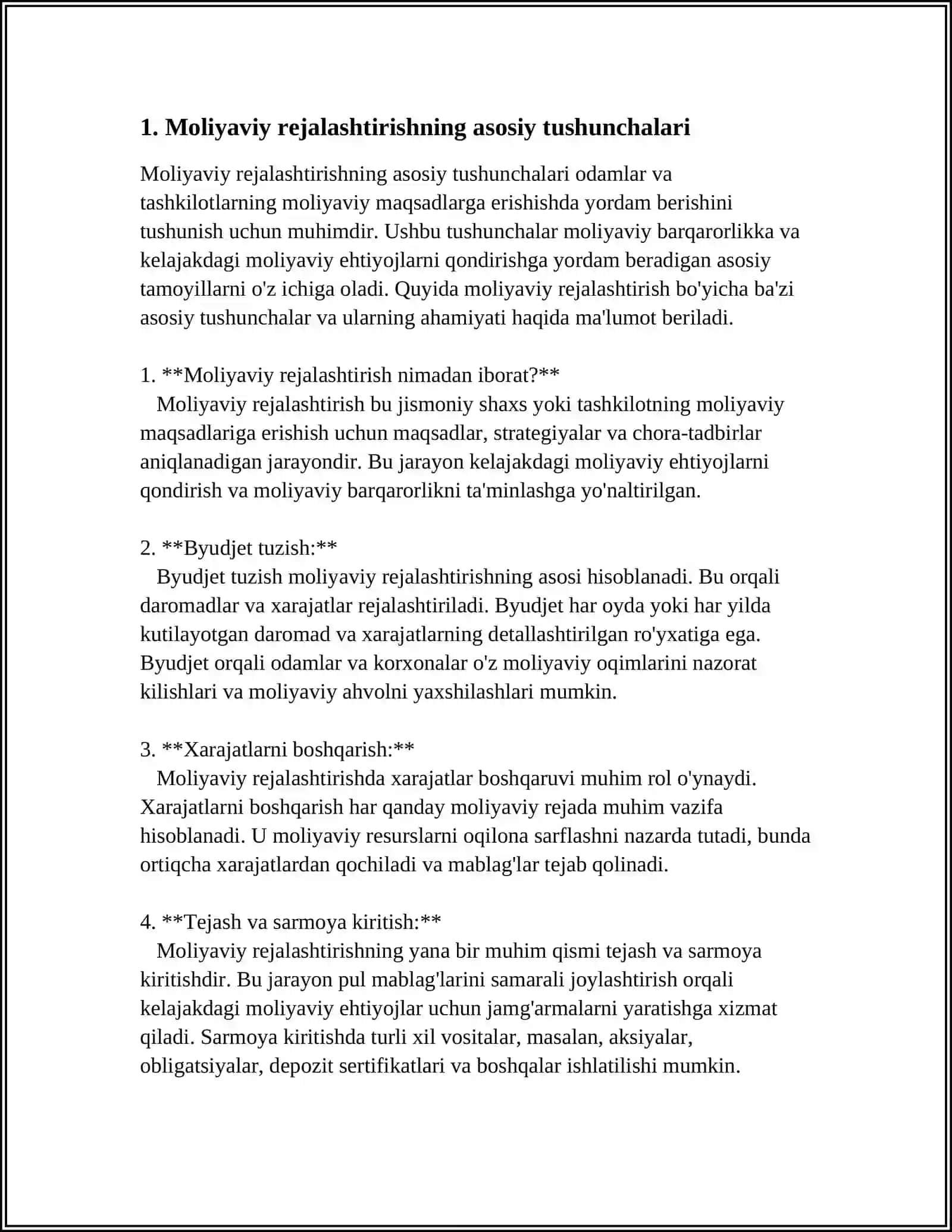 Moliyaviy Rejalashtirishning Mohiyati va Tamoyillar 3
