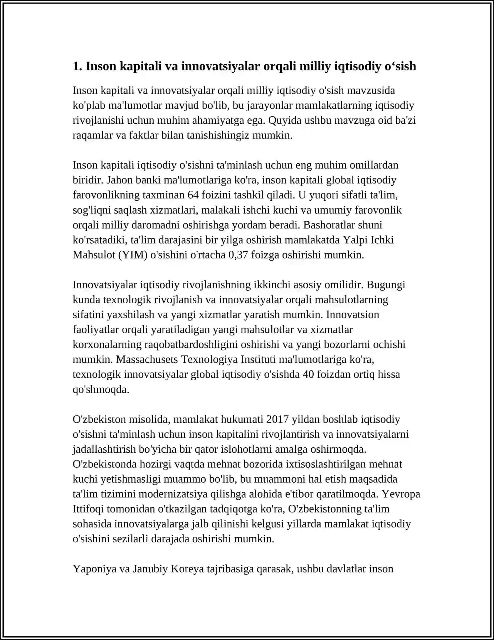 INNOVATSIYALARNI RIVOJLANTIRISHDA INSON KAPITALINING OʻRNI 3