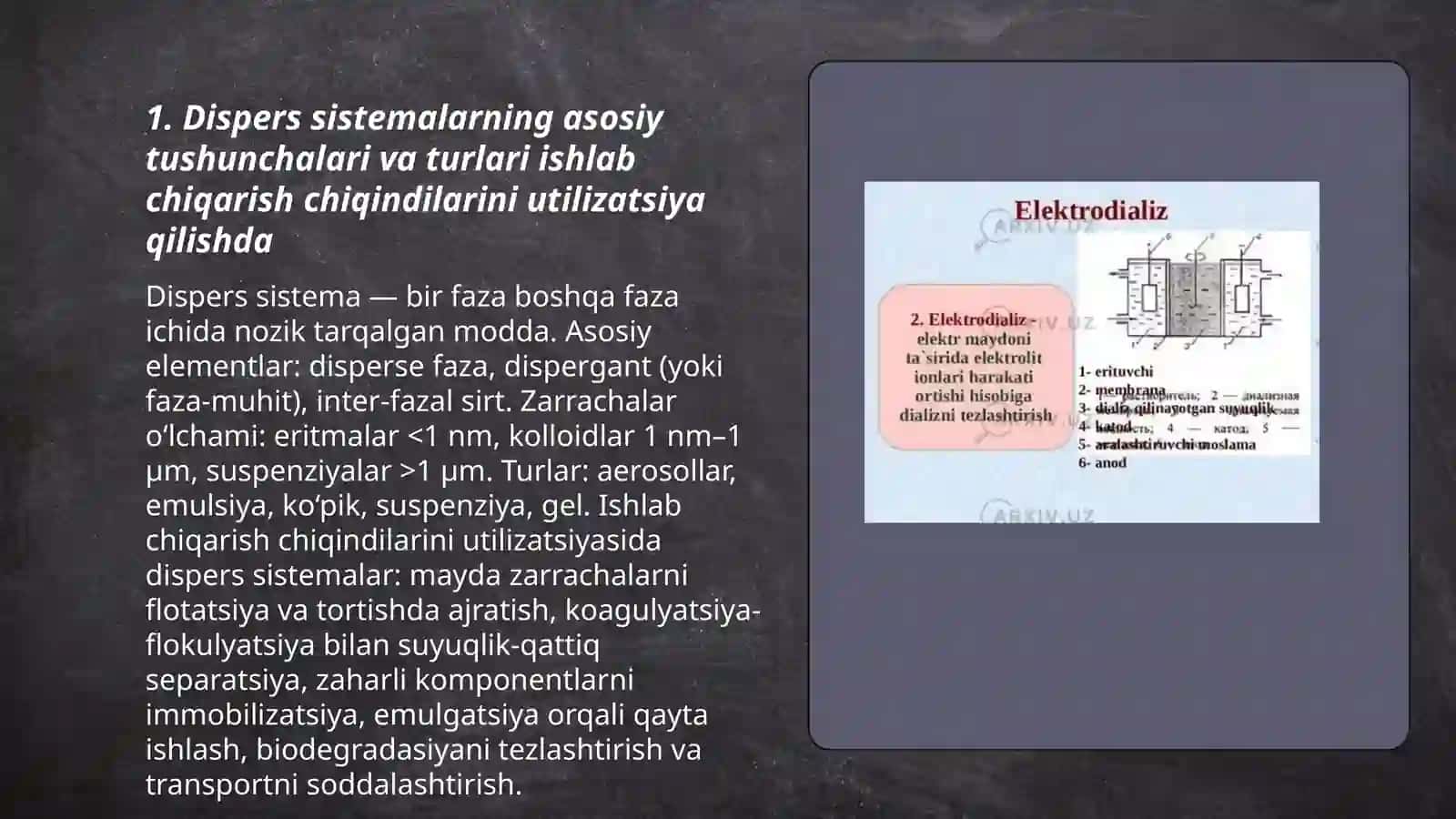 Ishlab chiqarish chiqindilarini utilizatsiya qilishda dispers sistemalarning o`rni 3