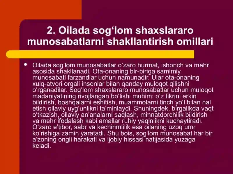 Oilada shaxslar aro munosabatlar 3
