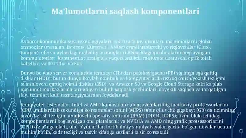 Axborot kommunikatsion texnologiyalarining komponentlari 3