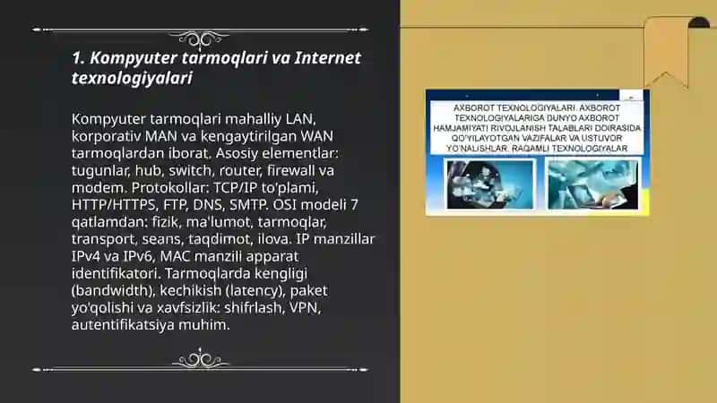Kompyuter tarmoqlari va Internet texnologiyalari 3