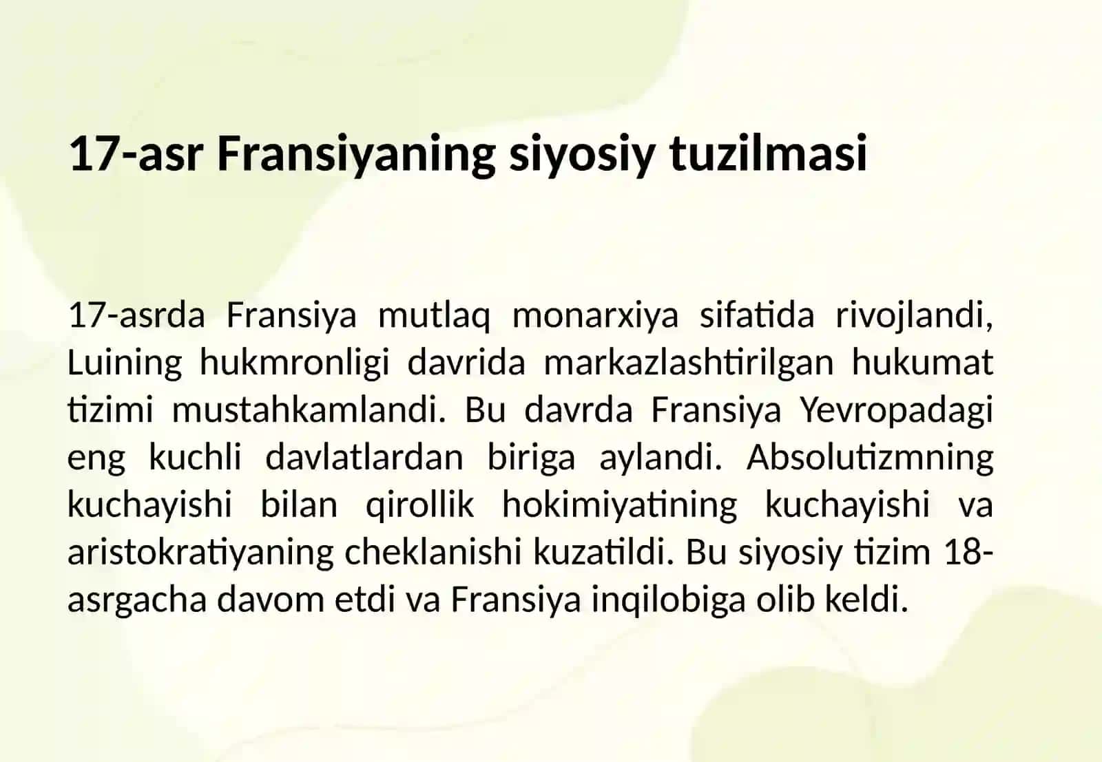XVII-asrdan 1870-yillargacha boʻlgan Fransiya 3