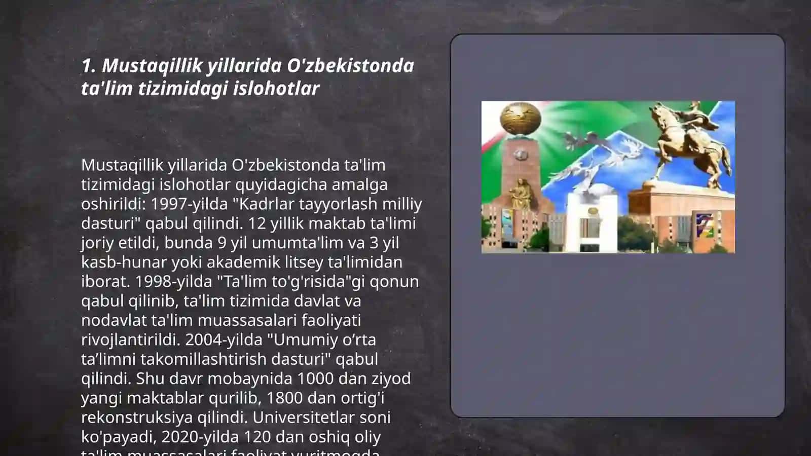 Mustaqillik yillarida O'zbekistondagi ma'naviy va madaniy taraqqiyot 3
