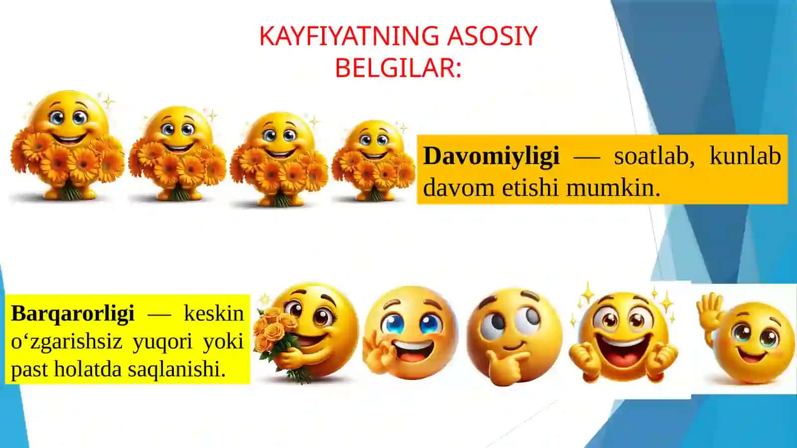 Kayfiyatning umumiy tavsifi va uning turlari 3