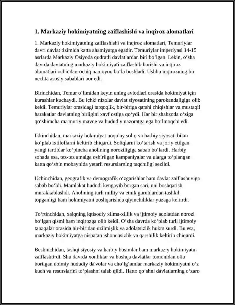 TEMURIYLAR DAVRI DAVLATCHILIK TIZIMIDAGI INQIROZ 3