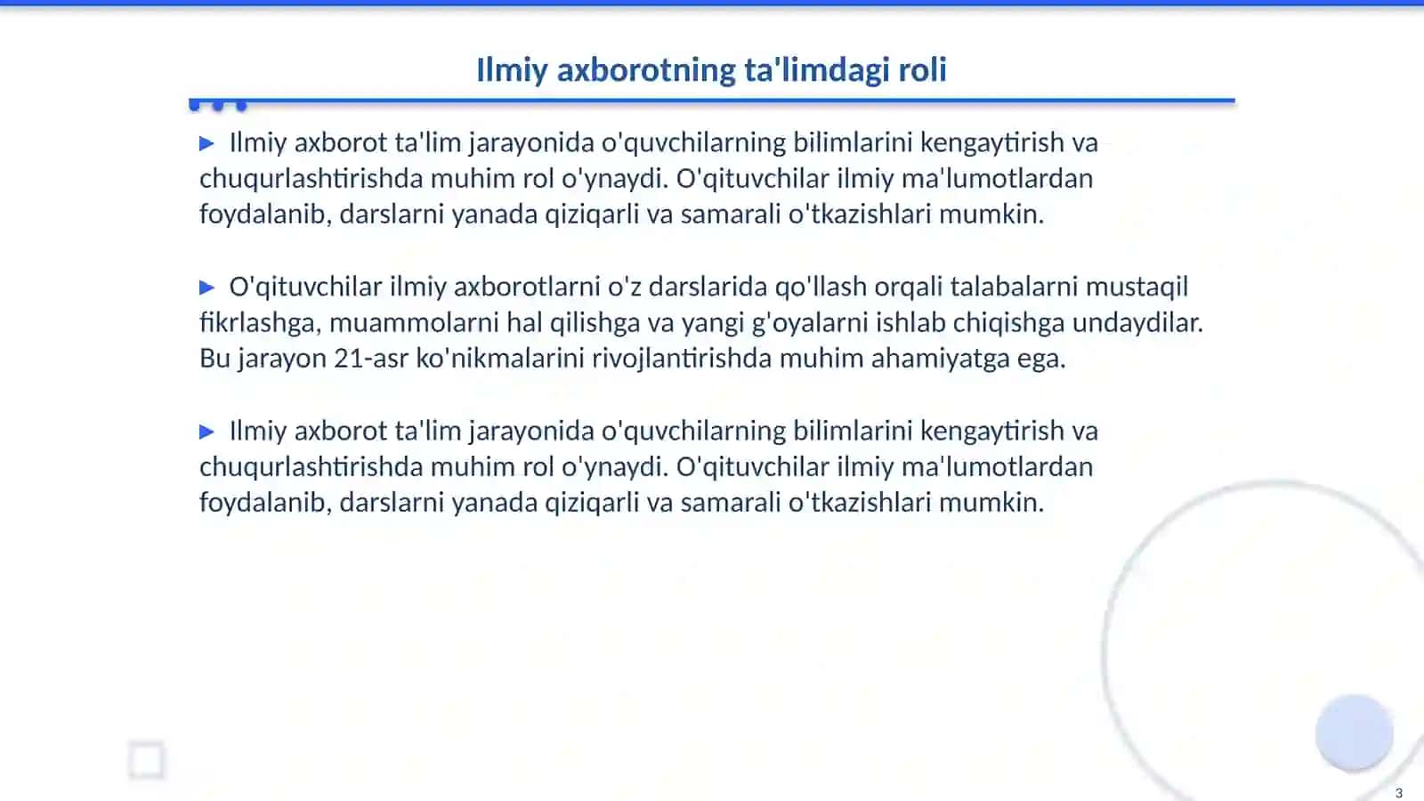 Òqituvchifaoliyatidailmiyaxborot,ilmiyjurnallar,gazetavaOAVningõrni 3