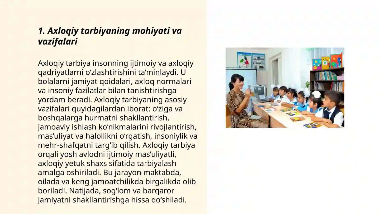 Jamoa shaxs axloqiy komolotning asosi. Maktabgacha yoshdagi bolalarda axloqiy sifatlarni tarbiyalash 3