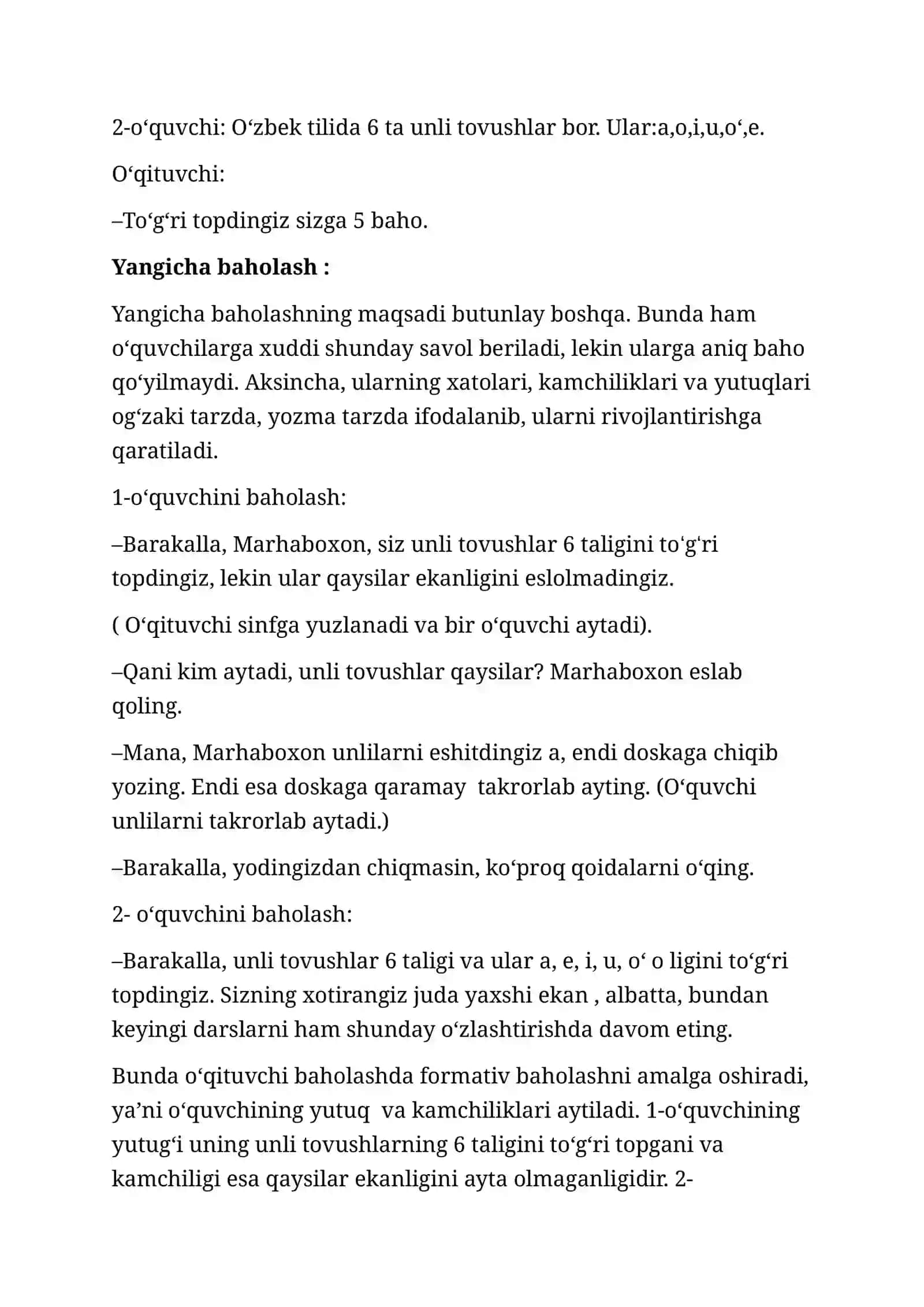 BOSHLANGʻICH SINF ONA TILI DARSLARIDA FORMATIV BAHOLASH 3