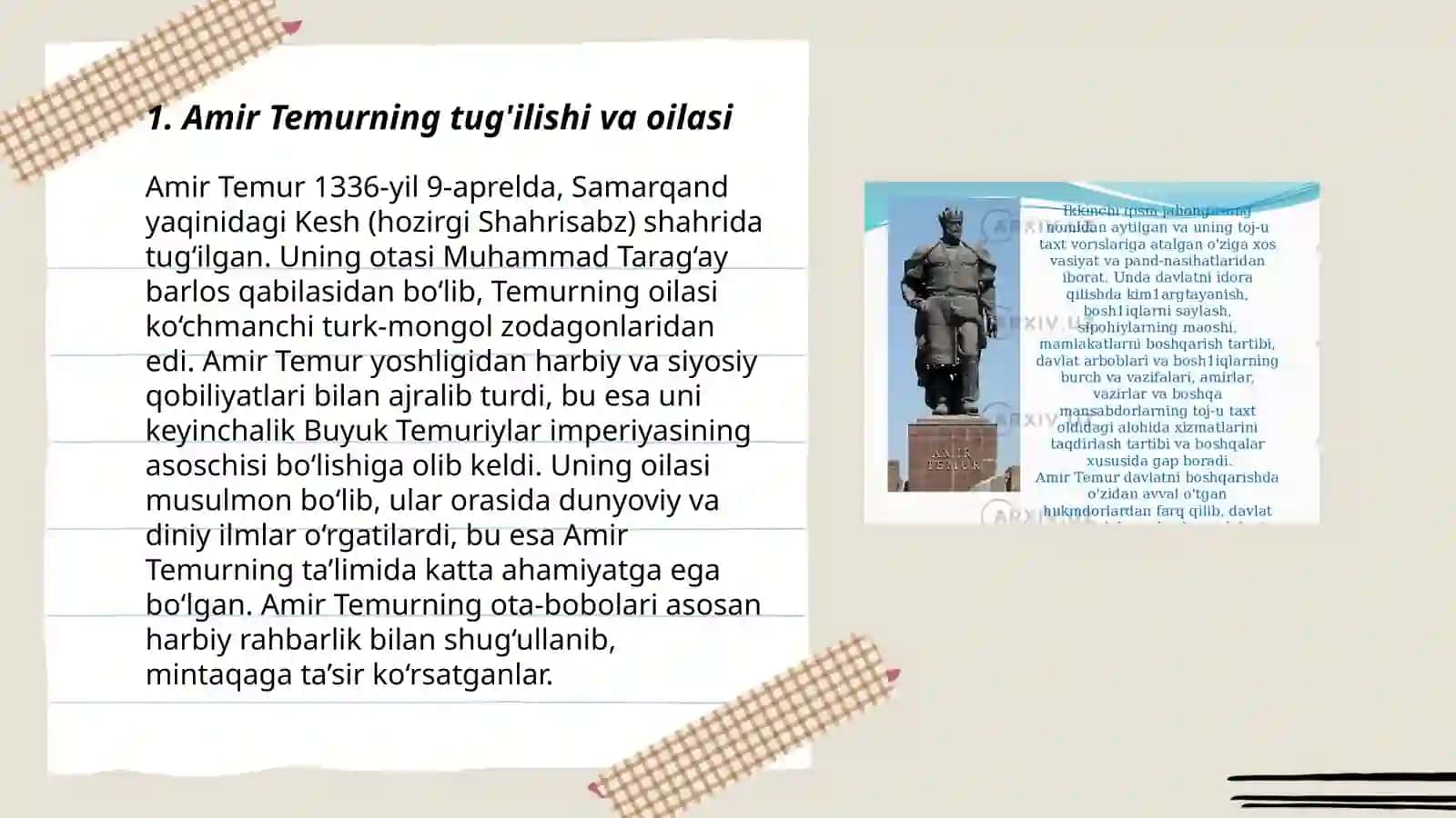 Amir Temur hayoti va ijodi 3