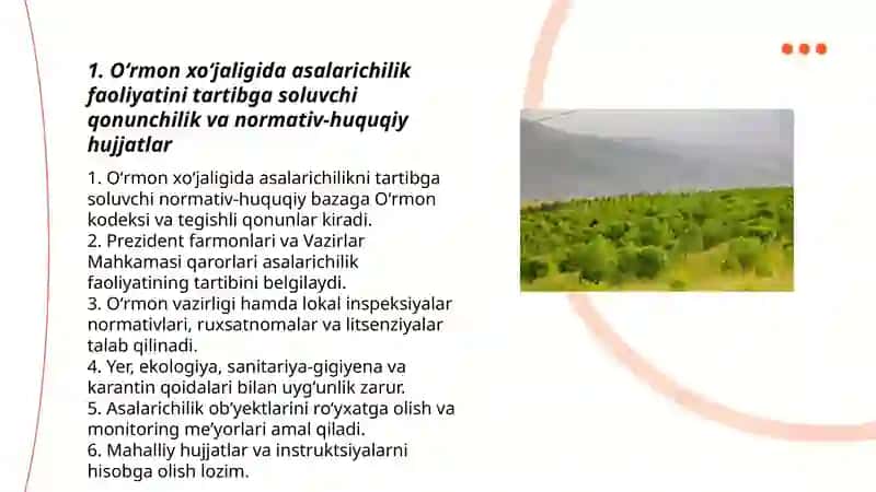 Oʻrmon xoʻjaligida asalarichilikning tashkil etishning huquqiy asoslari 3