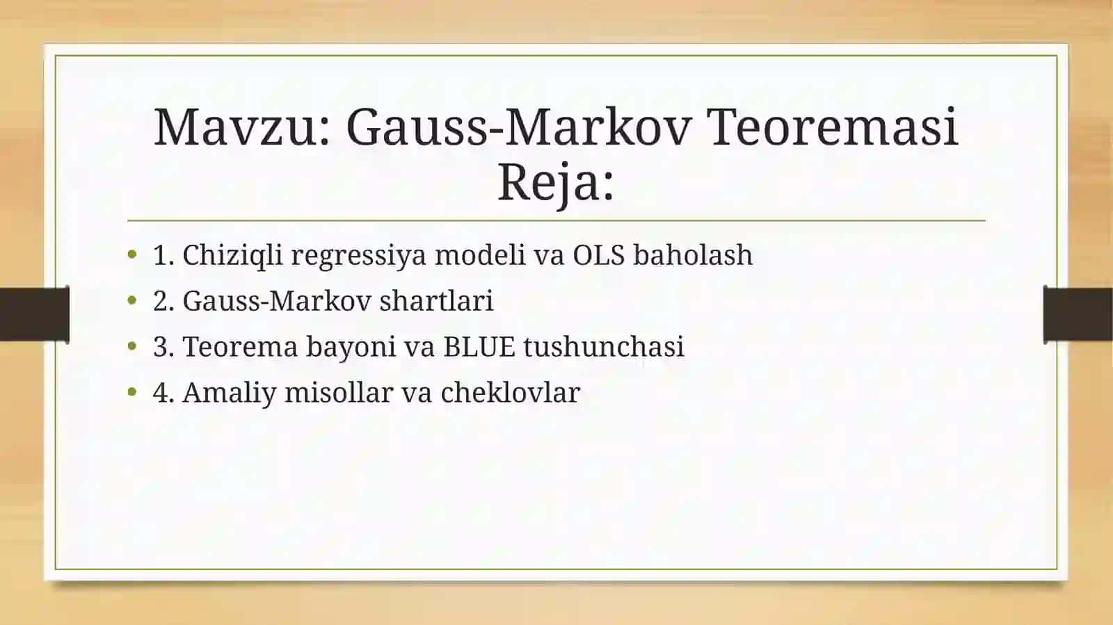 Gauss-Markov Teoremasi Reja 3