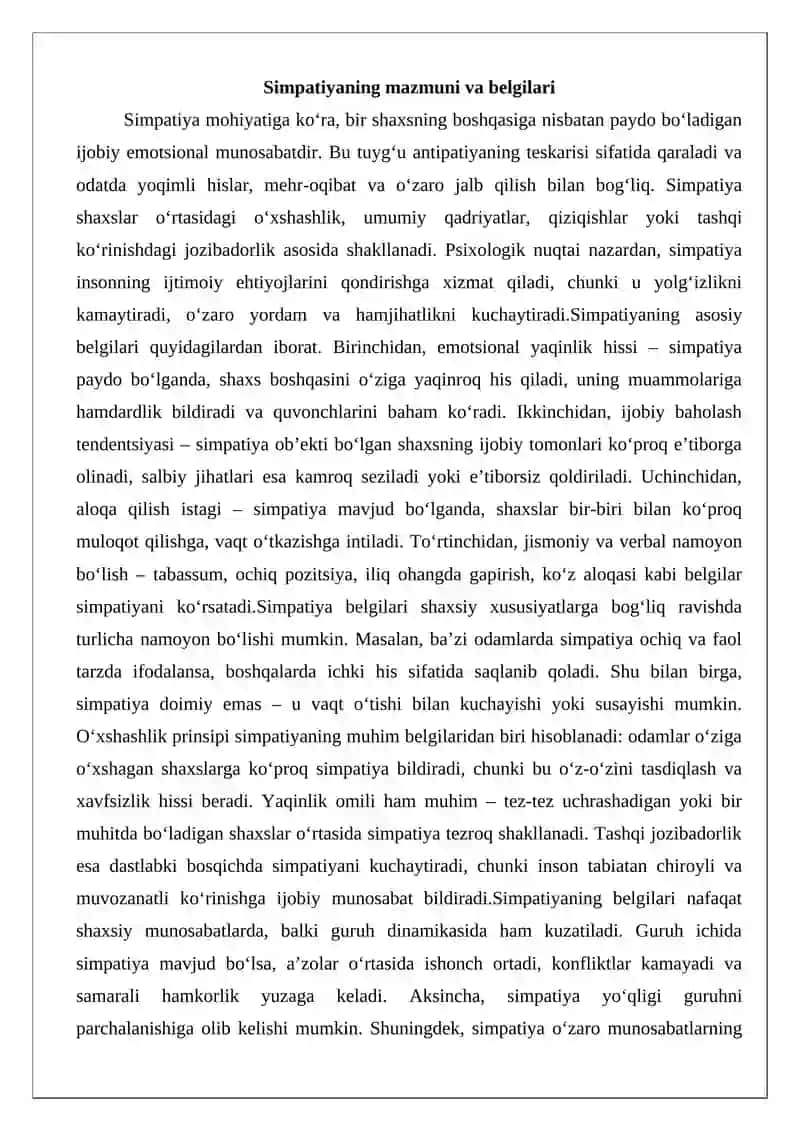 Simpatiya, antipatiya va empatiya tushunchalari. Ularning taassurotdagi ro‘li 3