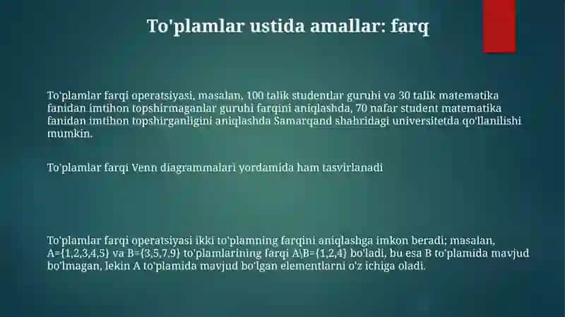 Tuplamlar nazaryasi va ular ustida amallar 3