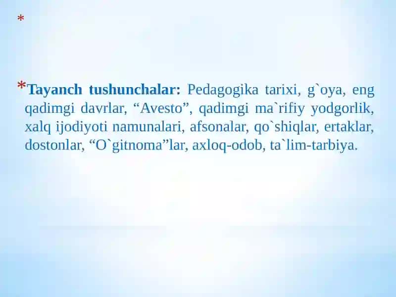 Pedagogika tarixi fanidan mashg'ulotlar 3