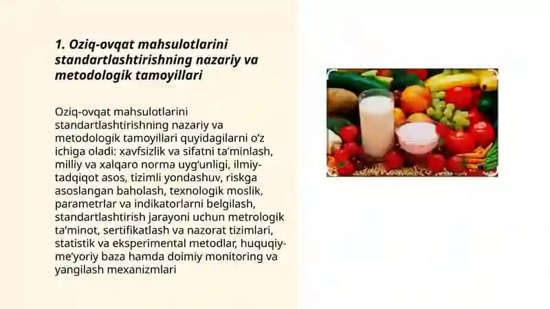 Oziq-ovqat mahsulotlarini standartlashtirishning metodologik asoslari 3