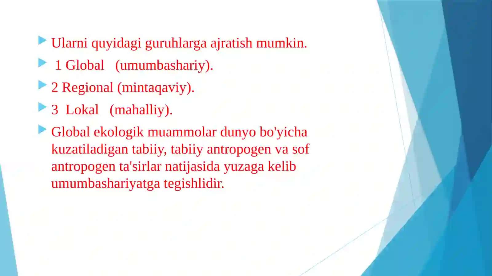 Ekologik muammolar va hal qilish yo'llari 3