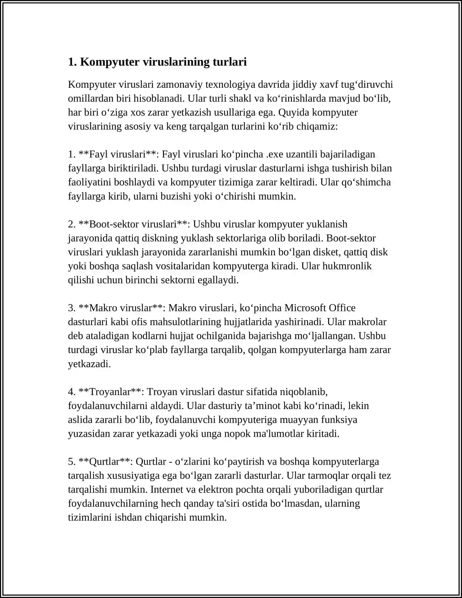 KOMPYUTER VIRUSLARI. VIRUSLARGA QARSHI KURASHISH USULLARI 3