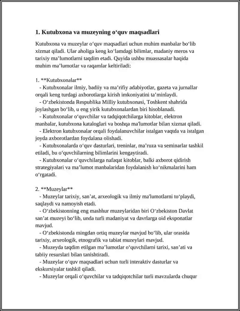 Kutubxona va muzeyning o‘quv maqsadlari 3