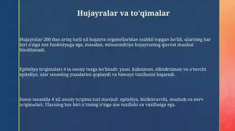 Odam organizmining tuzilishi va funksiyalari 3