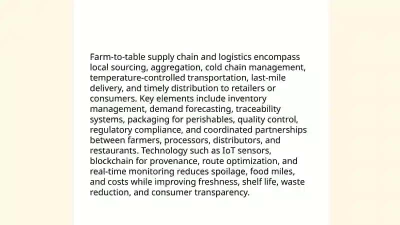 Farm-to-Table Supply Chain and Logistics 3