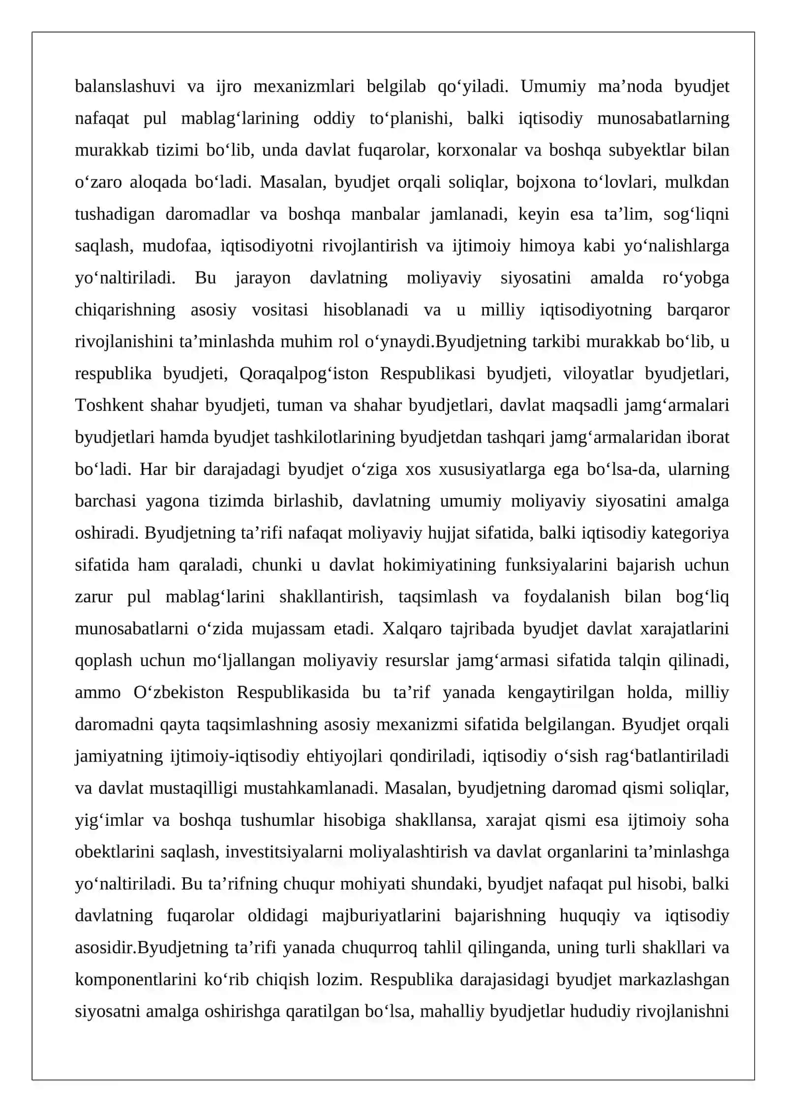 Byudjet tushunchasi va mohiyati. Byudjet turlari: davlat byudjeti, mahalliy byudjet 3