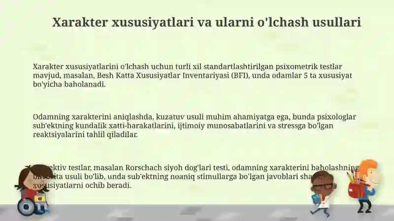 Xarakter xususiyatlari va ularni o'lchash 3