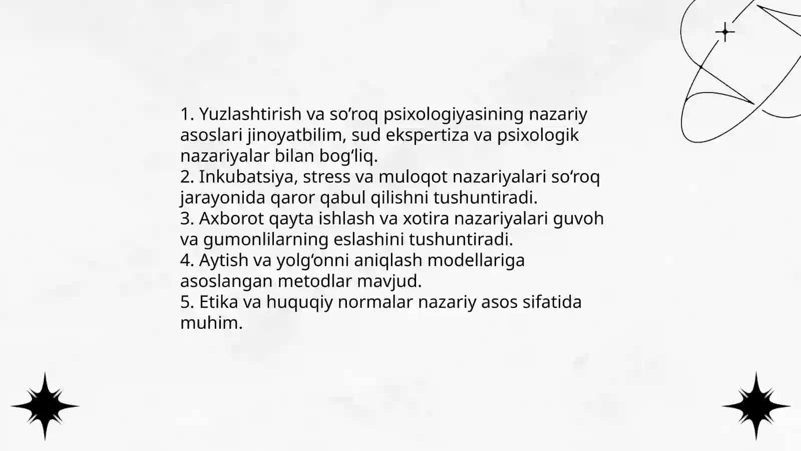Yuzlashtirish va so’roq psixologiyasi 3