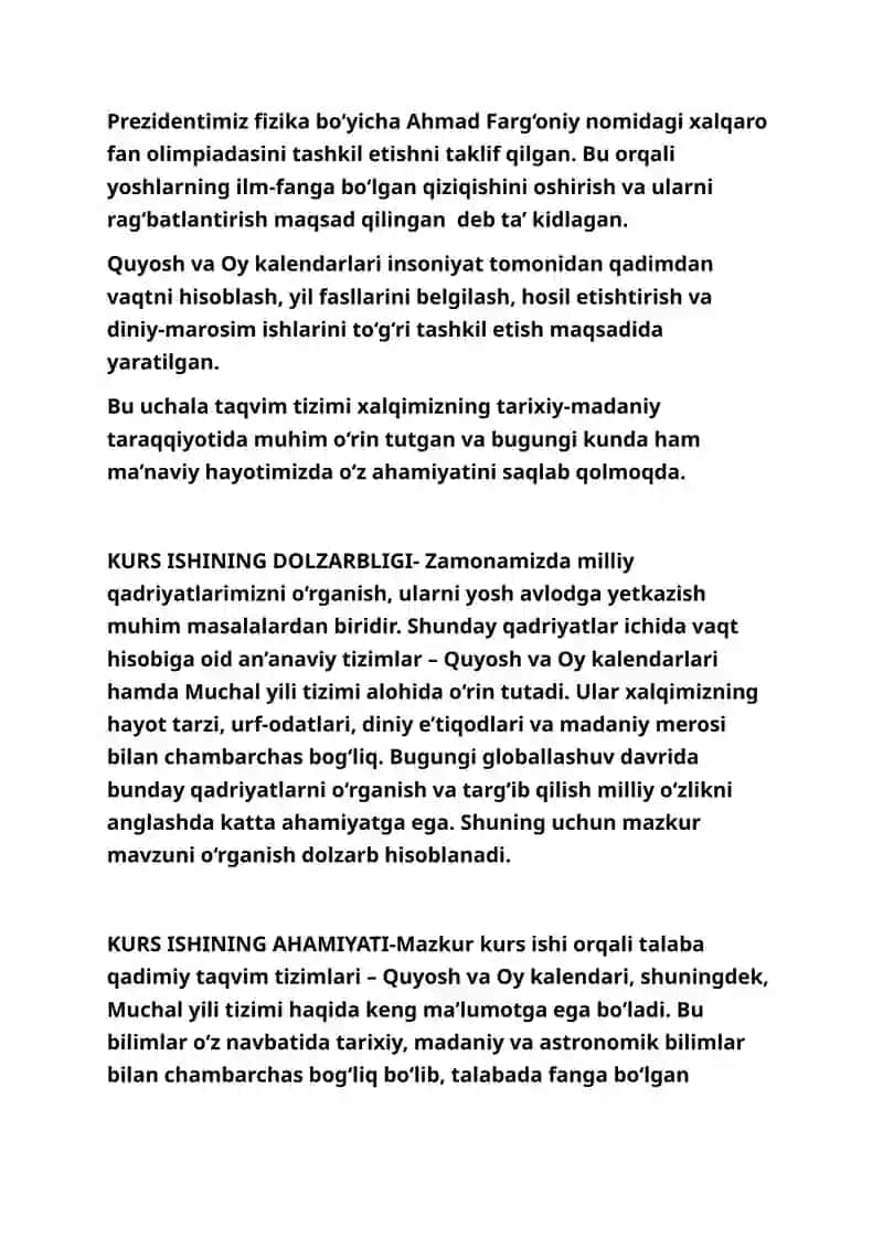 Kurs ishi Quyosh va oy kalendari 3