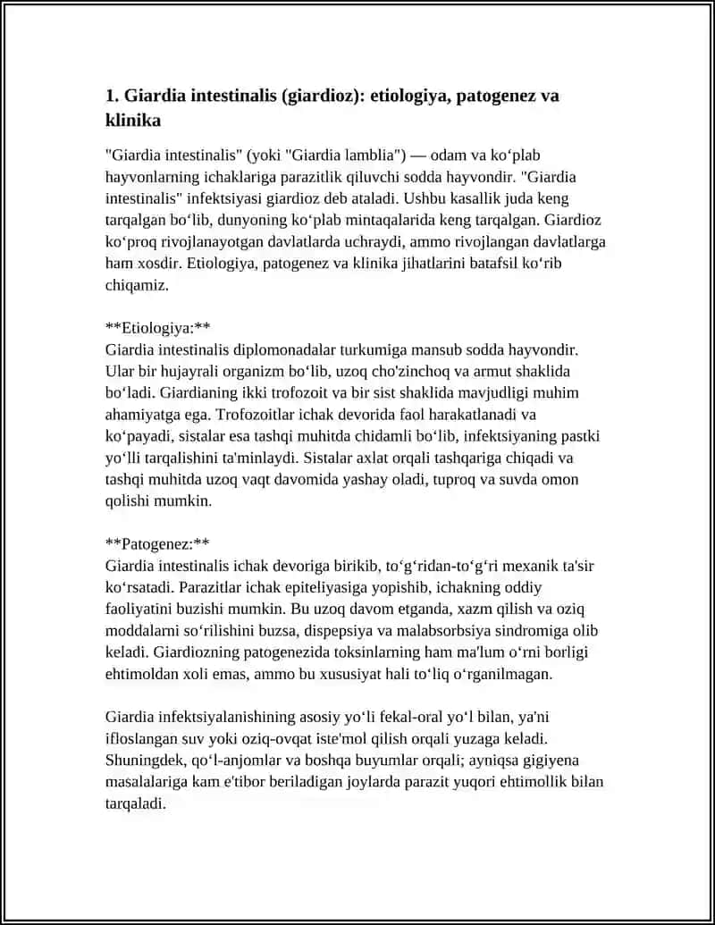 ODAMDA PARAZITLIK QILUVCHI SODDA HAYVONLAR 3