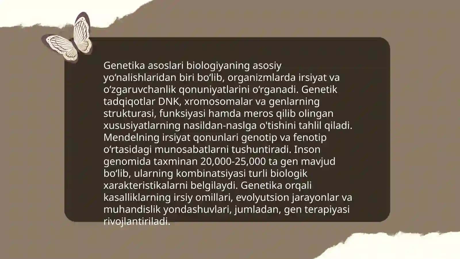 Odam genetikasining o'rganish usullari: genealogik va egizaklar usuli, populyatsion statistik 3