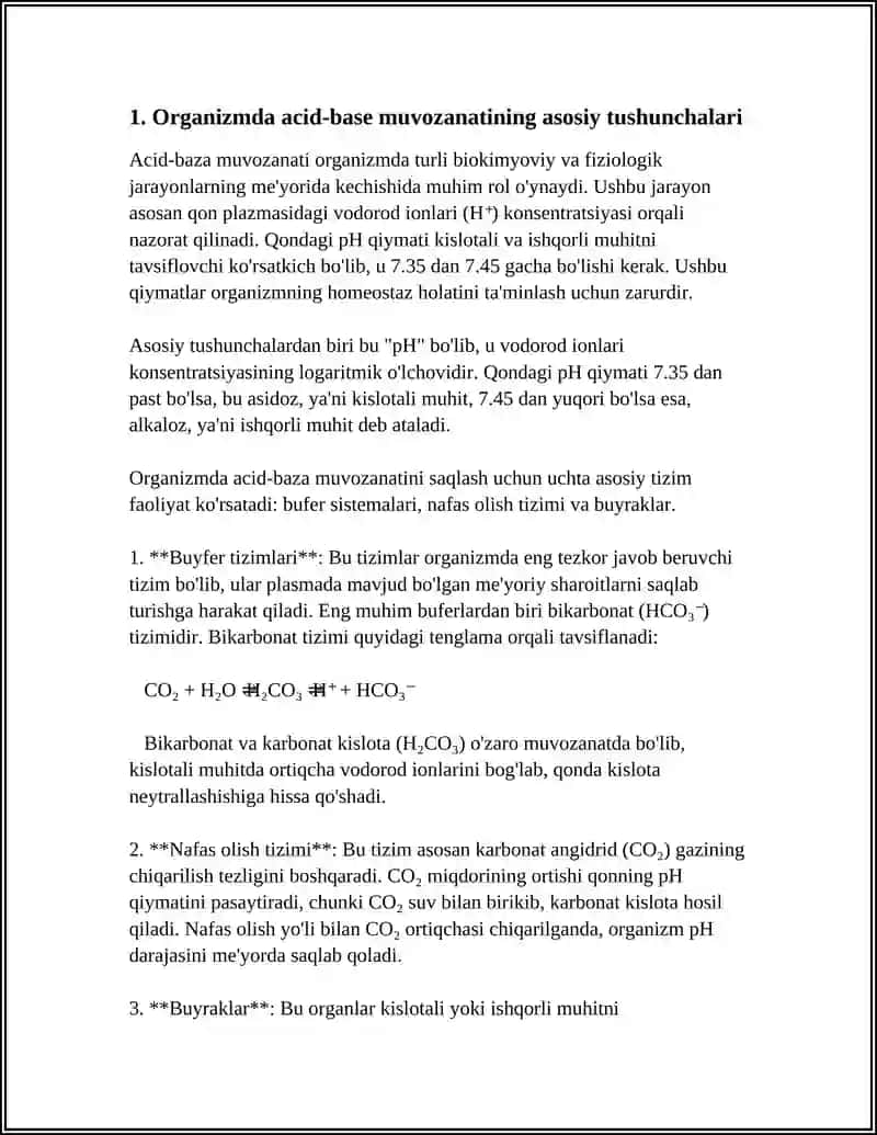 ORGANIZMDAGI BUFFER SISTEMALAR.ASDEZOT VA ALKALOZ 3