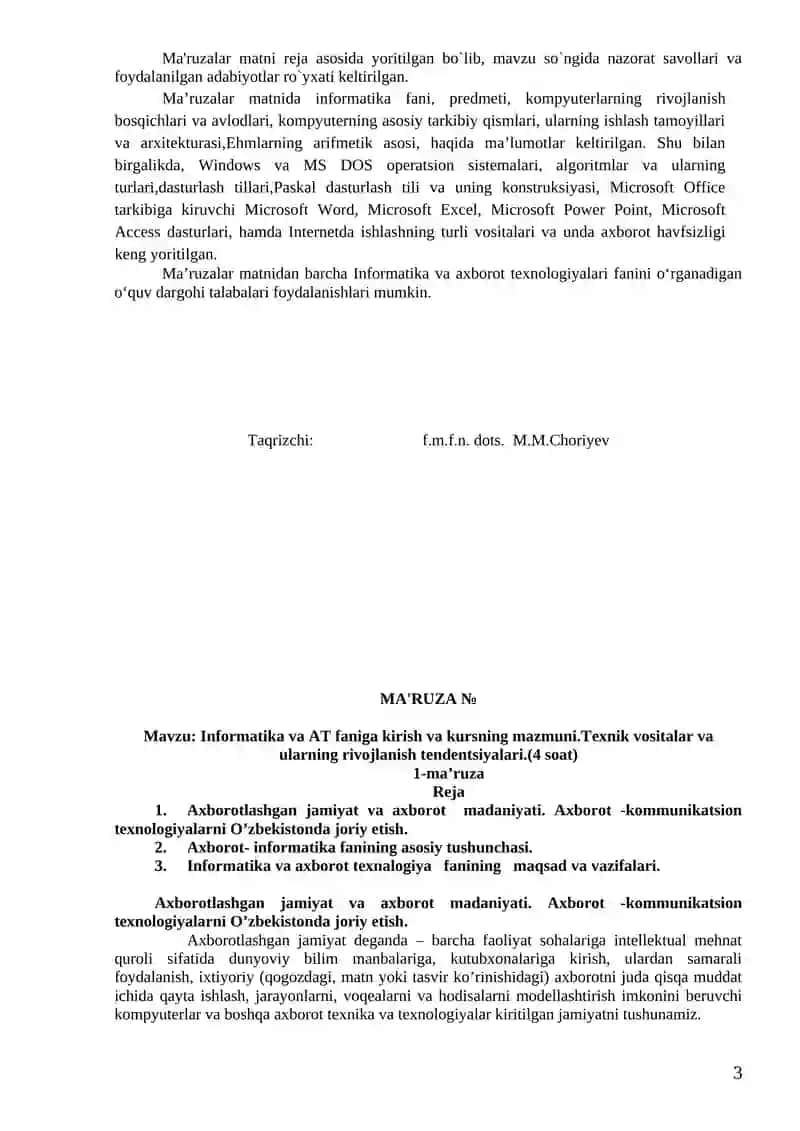 AMALIY MATEMATIKA VA INFORMATIKA MA'RUZALARI 3