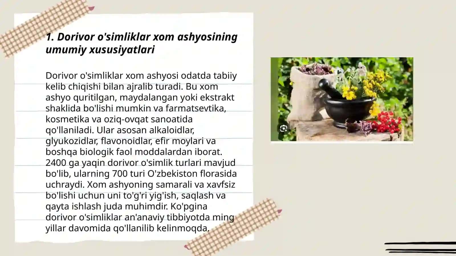 Dorivor o'simliklar xom ashyosini tovarshunoslik tahlili va ularni sifatini aniqlashdagi ahamiyati 3