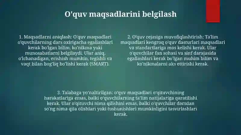 Kimyo Fanini Oqitish Jarayonini Tashkil Etishni Rejalashtirish 3
