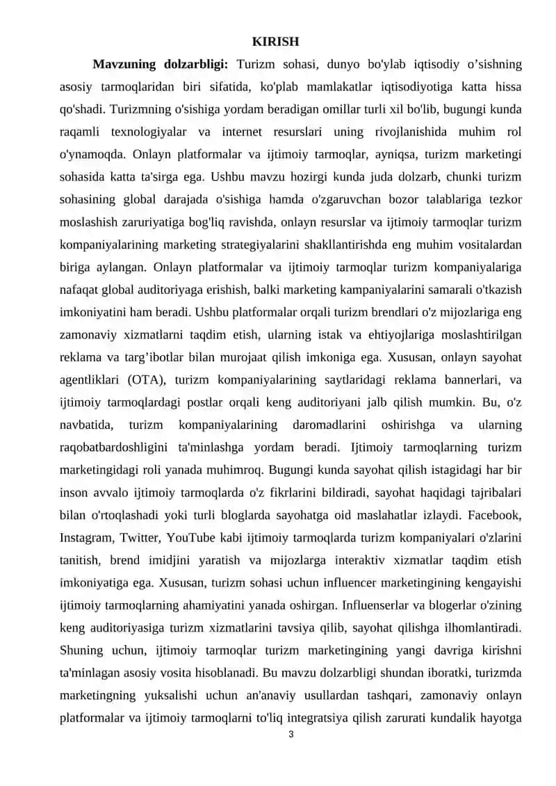 Turizmda onlayn platformalar va ijtimoiy tarmoqlarning marketingdagi roli 3