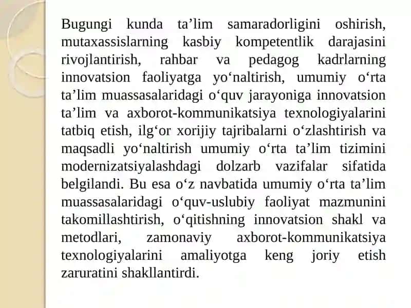 Innovatsiyaning amaliyotga tatbiq etishda sifat va samaradorlikka erishish 3