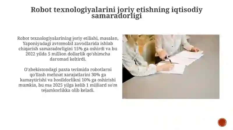 Robot texnologiyalarining Innovatsion Biznesda Samarali Qoʻllanilishi 3