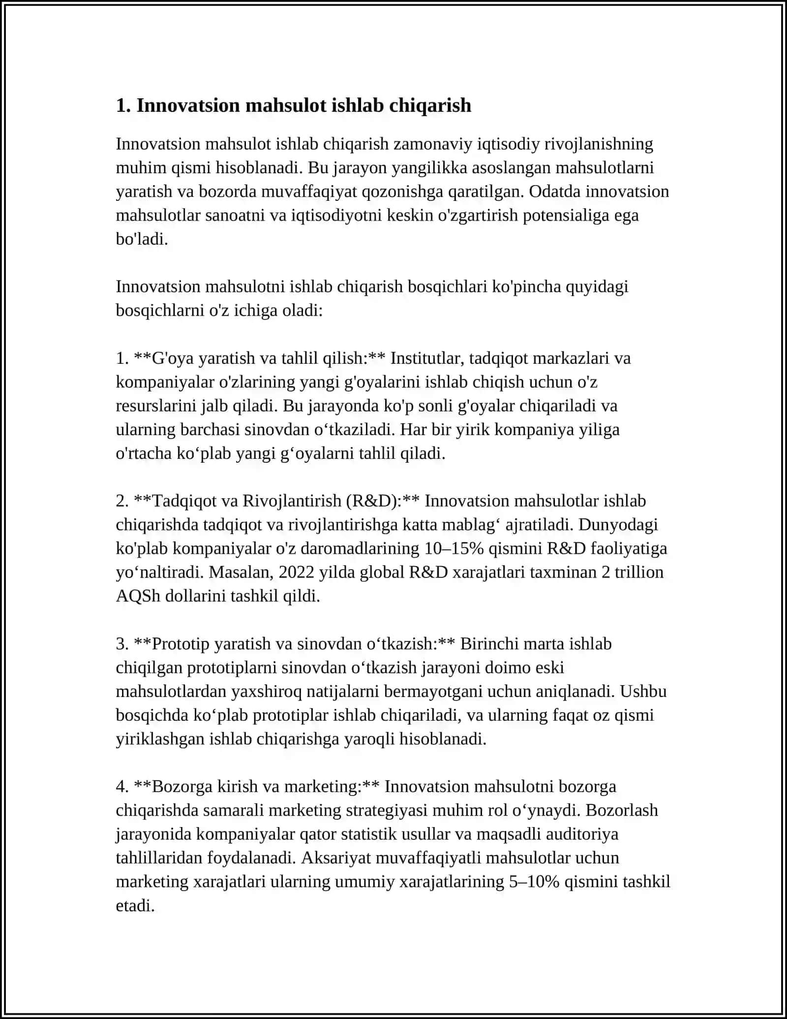 Innovatsion mahsulot ishlab chiqarish 3