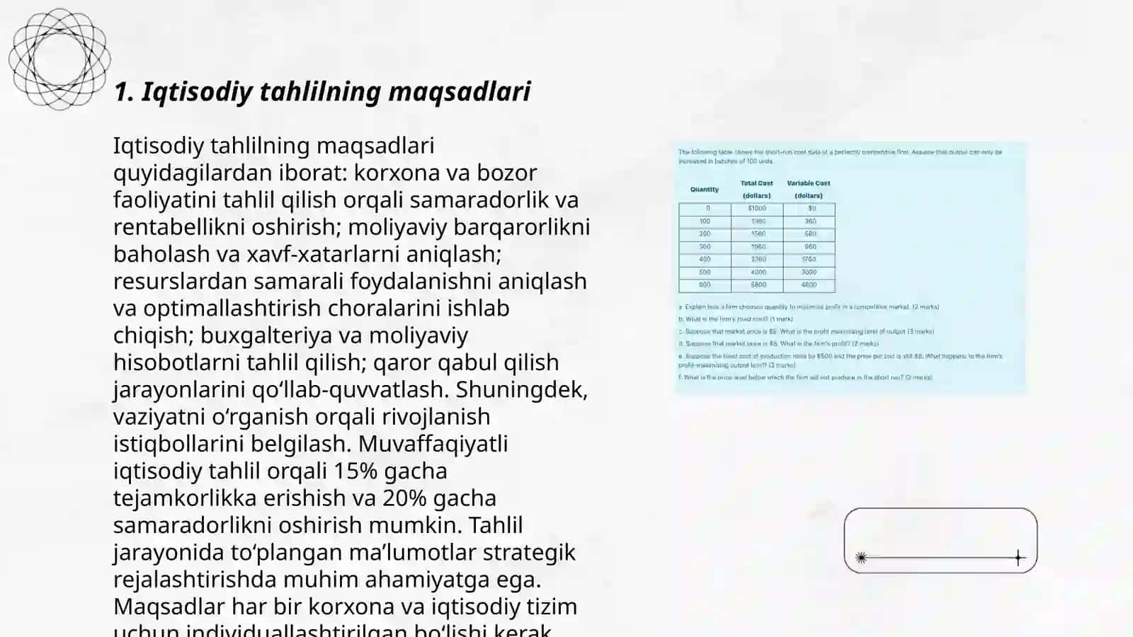 Iqtisodiy tahlil bo'yicha tafsiflanishi va uning mezonlari 3
