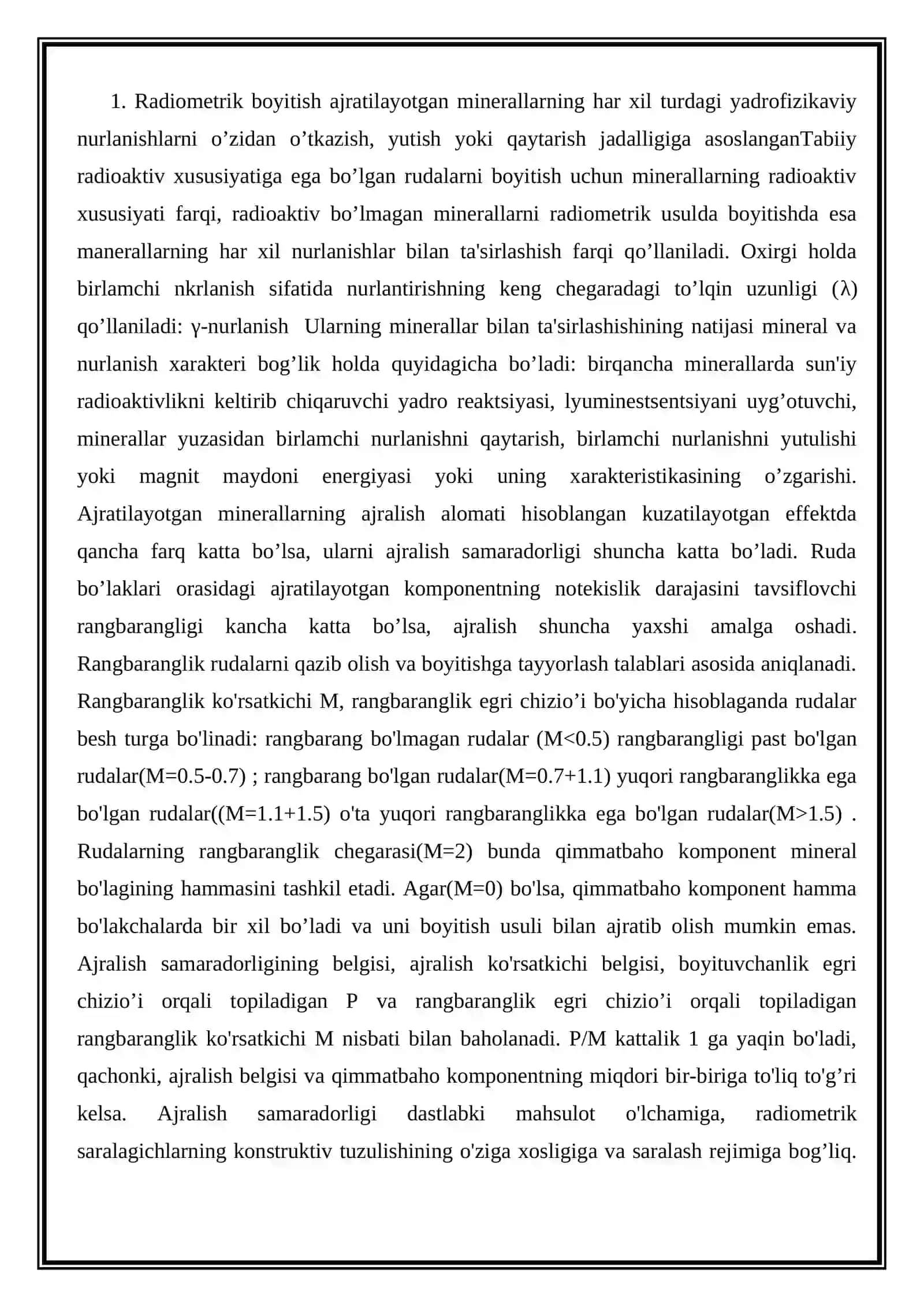 Radiometrik usulida saralash 3