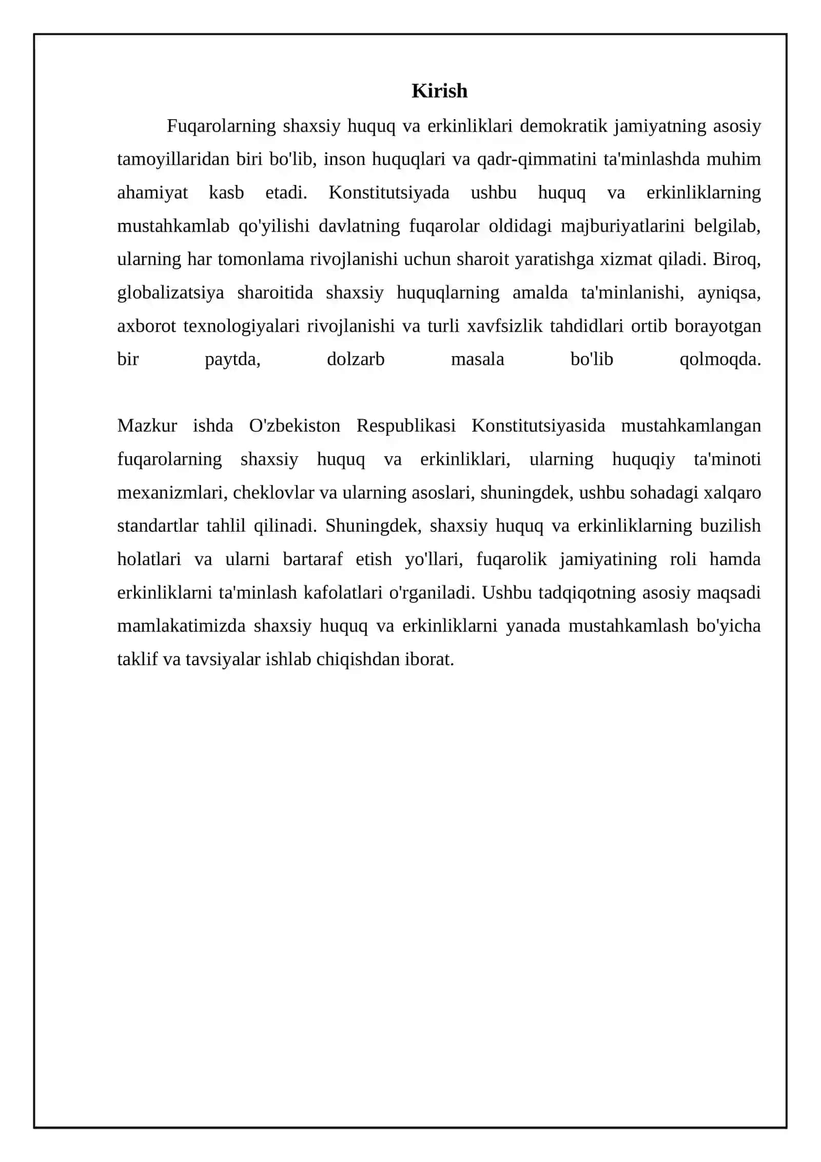 Fuqarolarning shaxsiy huquq va erkinliklari, uning konstitutsiyada mustahkamlanishi 3