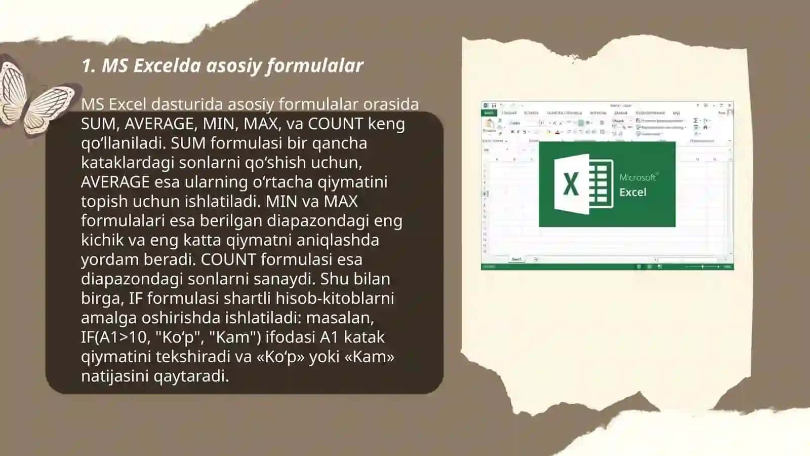 Ms excellda formula va funksiyalar 3