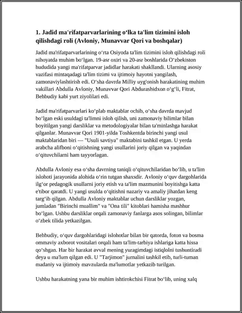 Jadid ma'rifatparvarlarining o‘lka ta'lim tizimini isloh qilishdagi roli 3