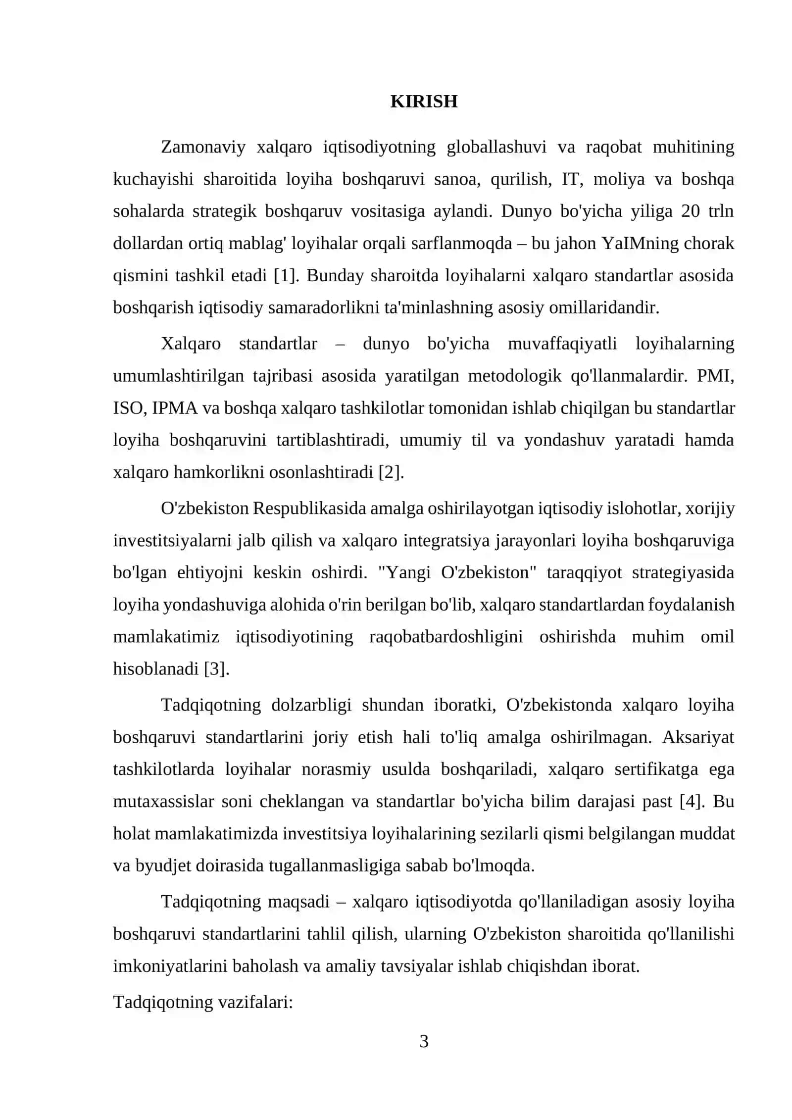 XALQARO IQTISODIYOTDA LOYIHA BOSHQARUVINING XALQARO STANDARTLARI 3