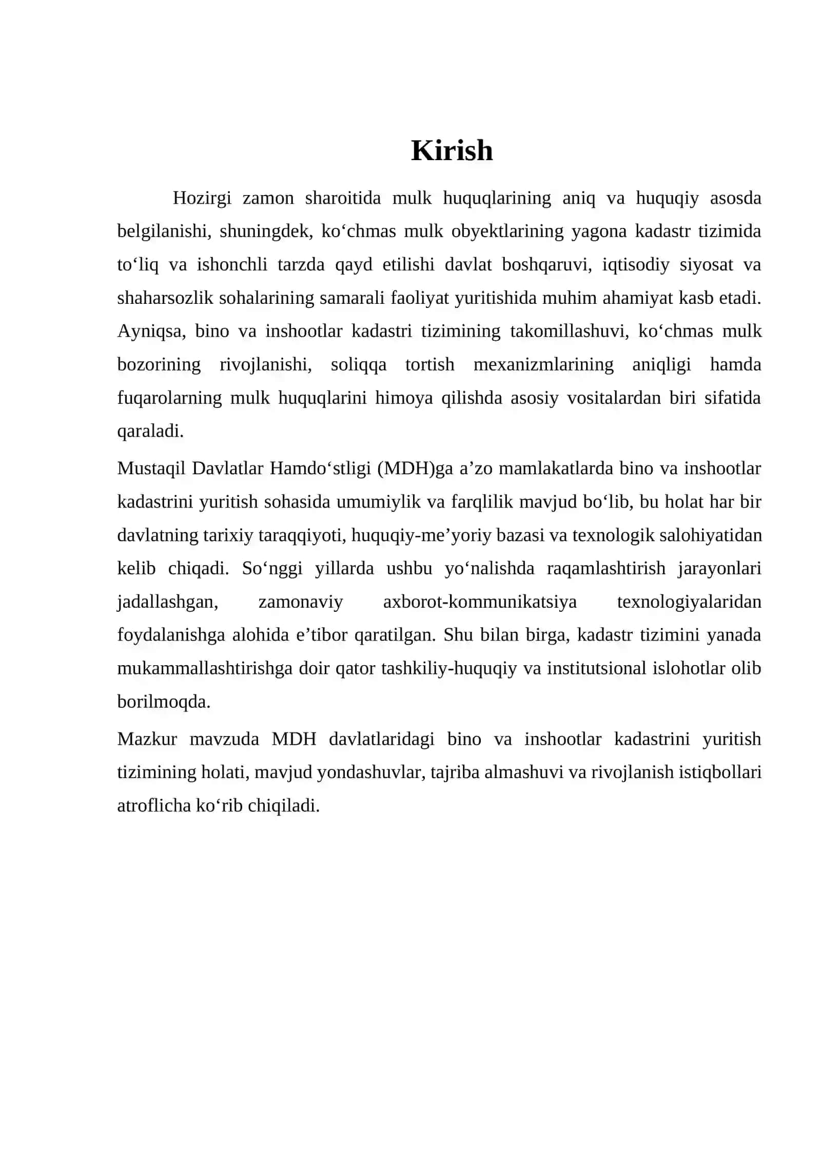 MDH davlatlarida bin ova inshootlar davlat kadastrining yuritilishi 3