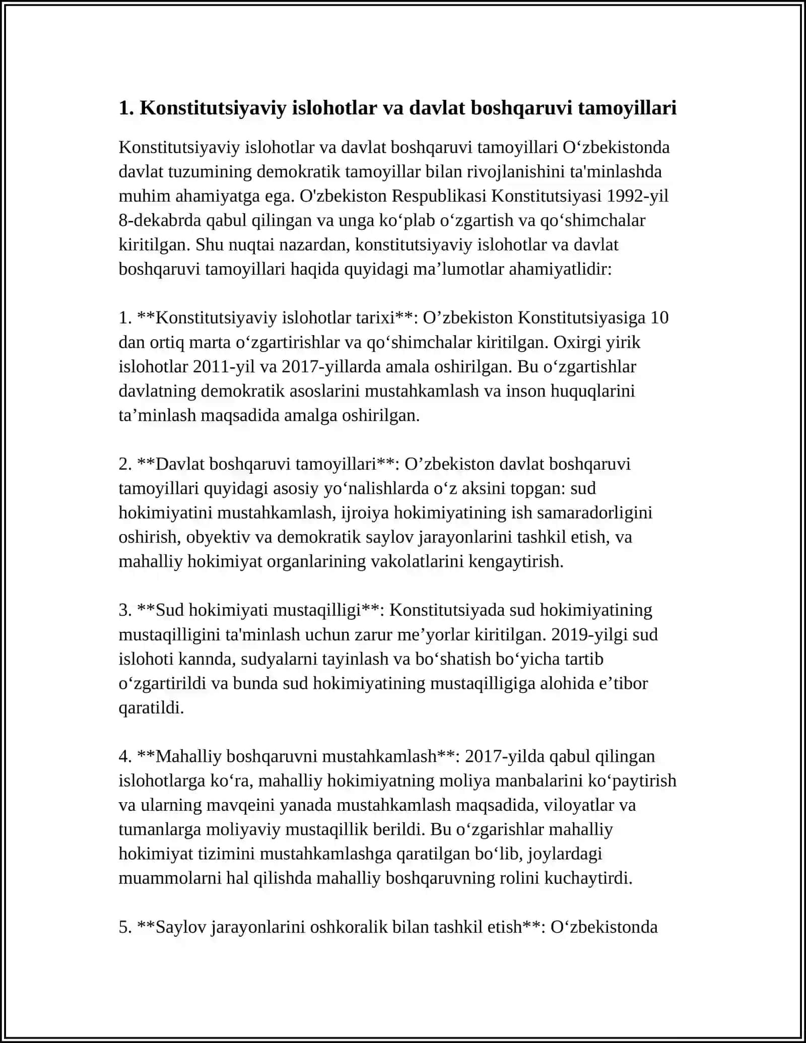 MUSTAQILLIK YILLARIDA DAVLAT BOSHQARUVIDA AMALGA OSHIRILGAN ISLOHOTLAR 3
