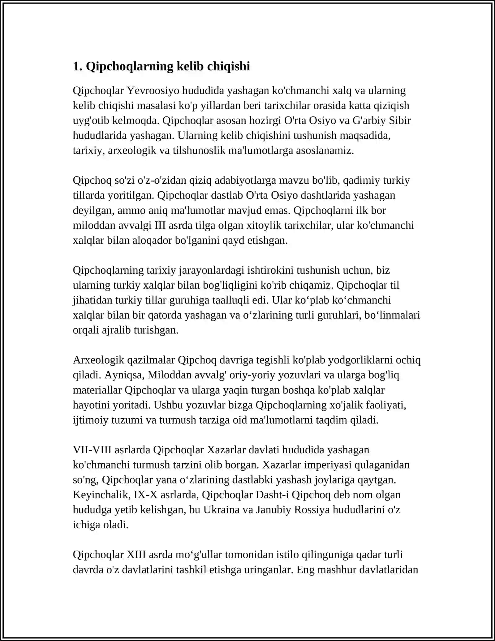 QIPCHOQLARNING KELIB CHIQISHI VA TARIXI 3
